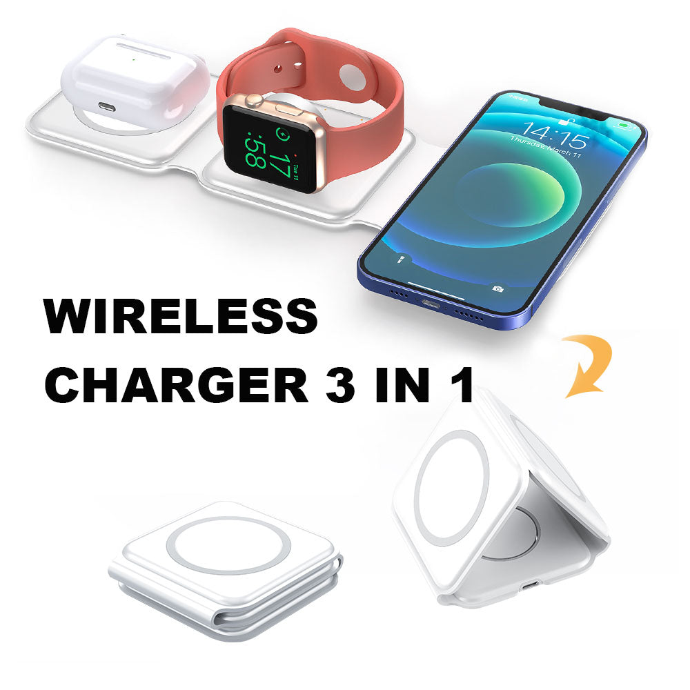 3 in 1 Magnetic Foldable Wireless Charger Stand-Magsafe - BrandifyBay