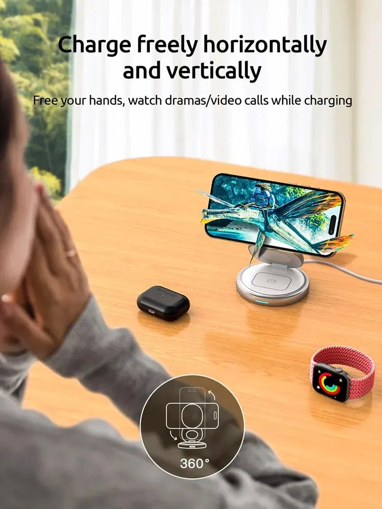 3 In 1 Rotating Foldable Magnetic Wireless Charger - BrandifyBay