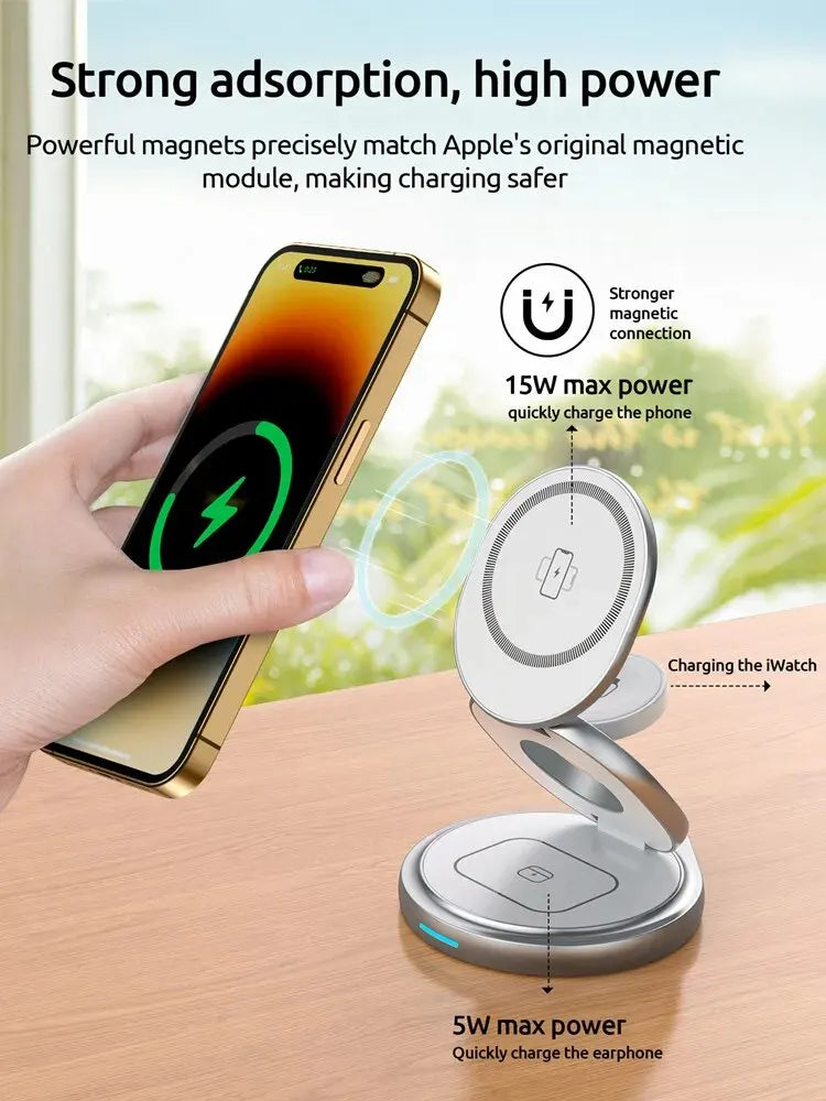 3 In 1 Rotating Foldable Magnetic Wireless Charger - BrandifyBay