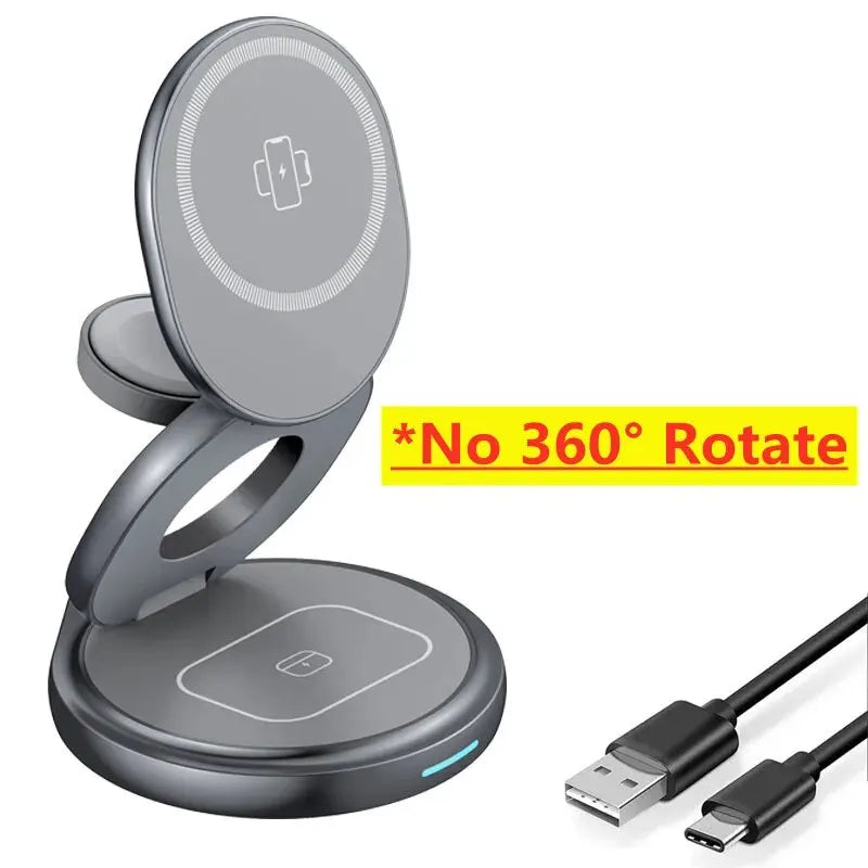 3 In 1 Rotating Foldable Magnetic Wireless Charger - BrandifyBay