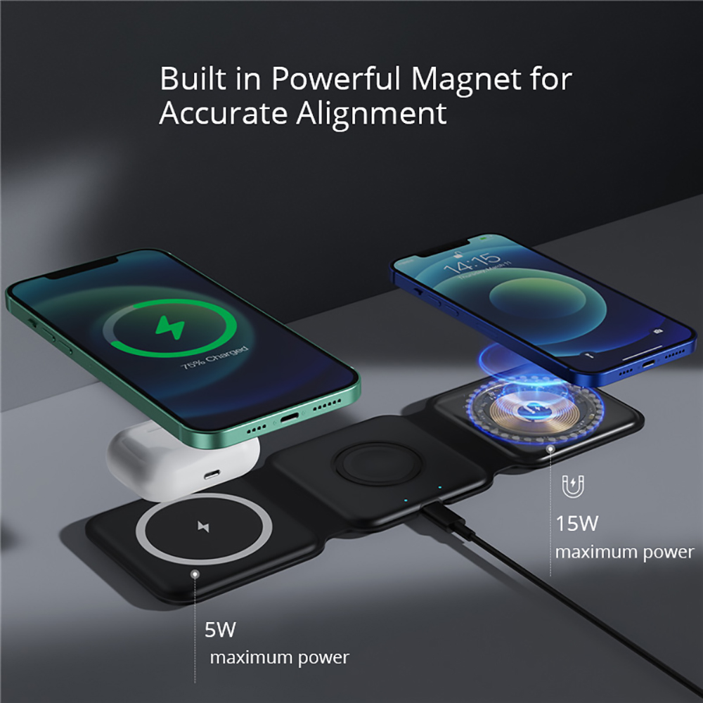 3 in 1 Magnetic Foldable Wireless Charger Stand-Magsafe - BrandifyBay